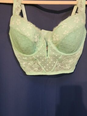 Victoria's Secret Mint Lace Longline Bra